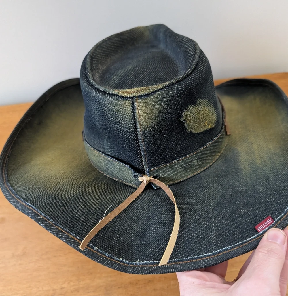 Bullhide Nonstop‎ Cowboy Hat Denim Distressed Western Small
